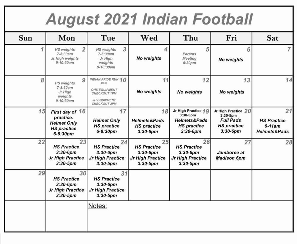 Preseason Football Schedule