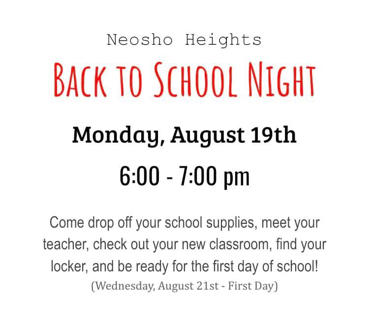Neosho Heights Back to School Night 