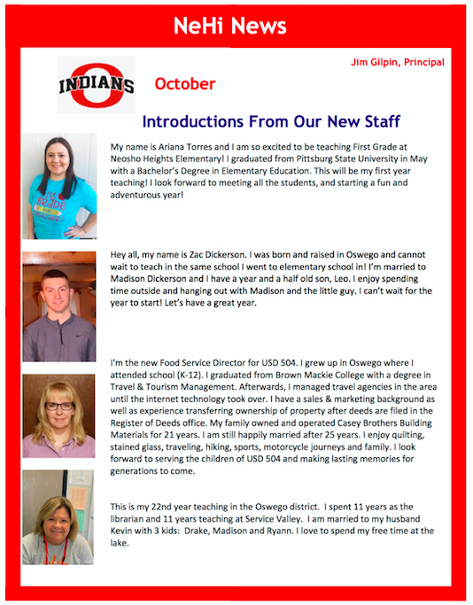 October Newsletter front page
