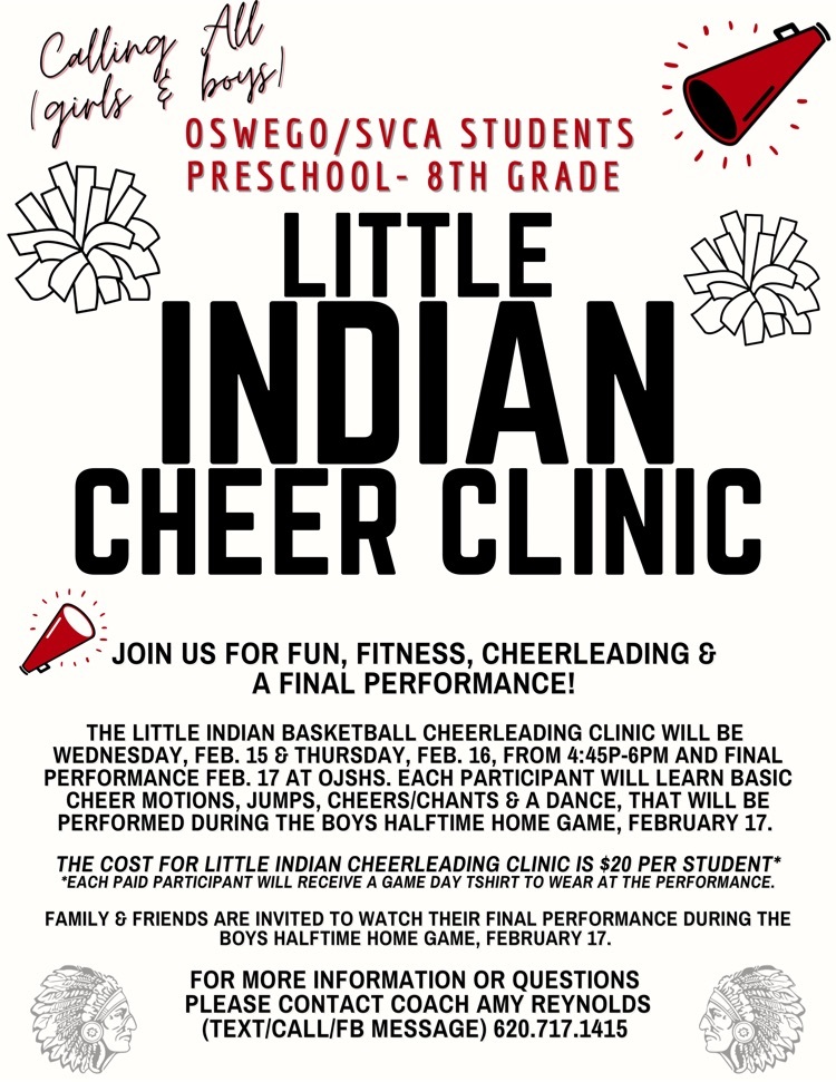 Winter Little Indians Cheer Clinic flyer